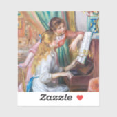 Pierre Auguste Renoir - Junge Mädchen am Piano Aufkleber (Blatt)
