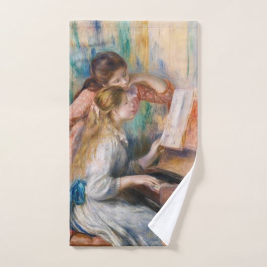 Pierre Auguste Renoir - Junge Mädchen am Piano Badhandtuch Set (Handtuch)