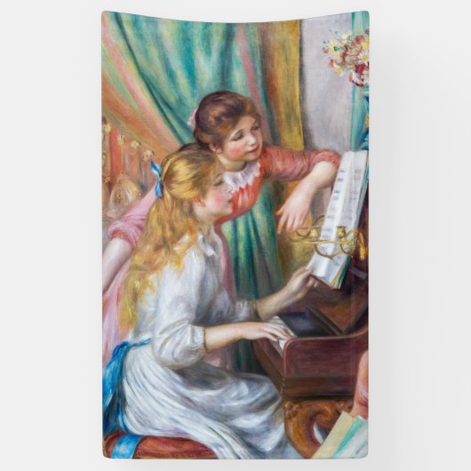 Pierre Auguste Renoir - Junge Mädchen am Piano Banner (Vertikal)