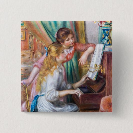 Pierre Auguste Renoir - Junge Mädchen am Piano Button (Vorderseite)