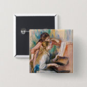 Pierre Auguste Renoir - Junge Mädchen am Piano Button (Vorne & Hinten)