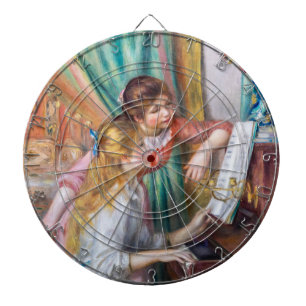 Pierre Auguste Renoir - Junge Mädchen am Piano Dartscheibe