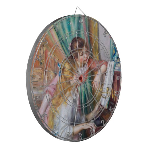 Pierre Auguste Renoir - Junge Mädchen am Piano Dartscheibe (Vorderseite Links)