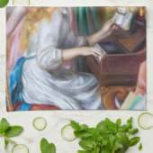 Pierre Auguste Renoir - Junge Mädchen am Piano Geschirrtuch (Gefaltet)