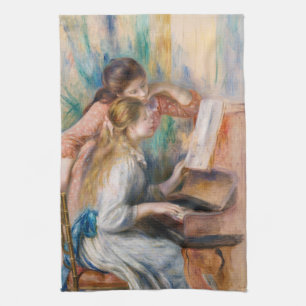Pierre Auguste Renoir - Junge Mädchen am Piano Geschirrtuch