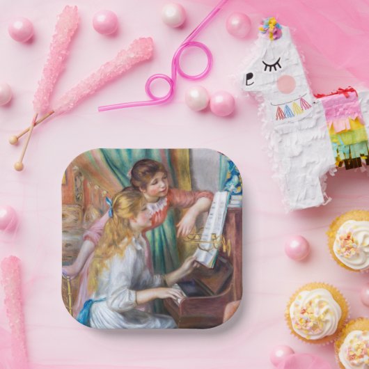 Pierre Auguste Renoir - Junge Mädchen am Piano Pappteller (Party)