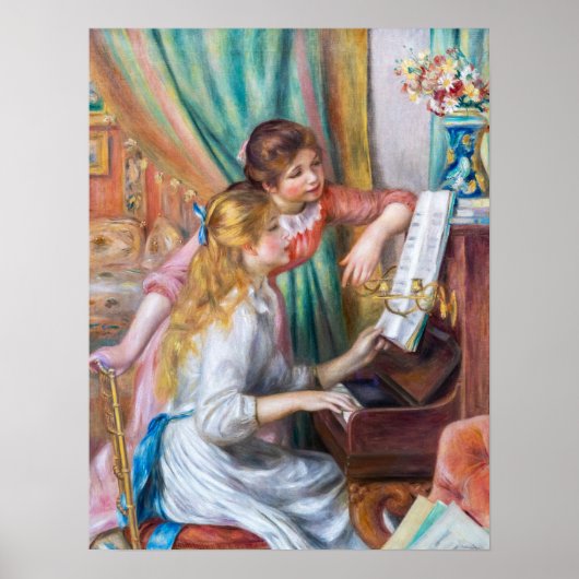 Pierre Auguste Renoir - Junge Mädchen am Piano Poster (Vorne)