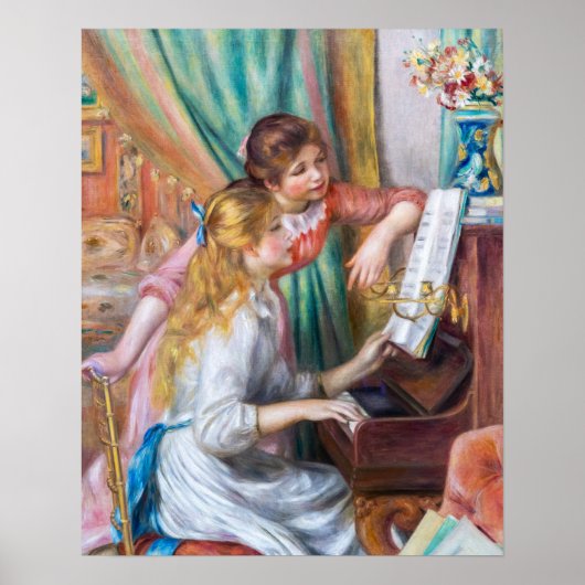 Pierre Auguste Renoir - Junge Mädchen am Piano Poster (Vorne)