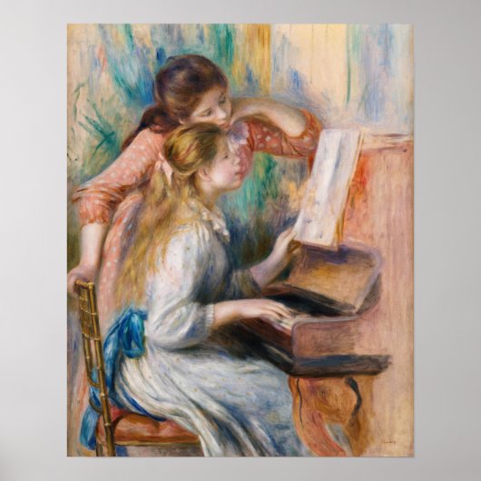 Pierre Auguste Renoir - Junge Mädchen am Piano Poster (Vorne)