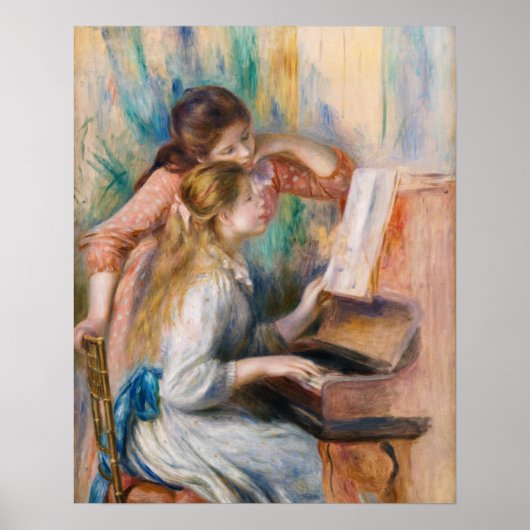Pierre Auguste Renoir - Junge Mädchen am Piano Poster (Vorne)