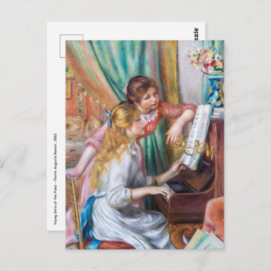 Pierre Auguste Renoir - Junge Mädchen am Piano Postkarte (Vorne/Hinten)