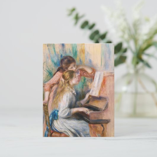 Pierre Auguste Renoir - Junge Mädchen am Piano Postkarte (Stehend Vorderseite)