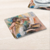 Pierre Auguste Renoir - Junge Mädchen am Piano Rechteckiger Pappuntersetzer (angewinkelt)