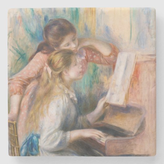 Pierre Auguste Renoir - Junge Mädchen am Piano Steinuntersetzer (Vorderseite)