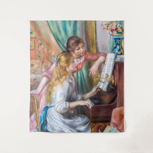 Pierre Auguste Renoir - Junge Mädchen am Piano Wandteppich (Vorderseite)