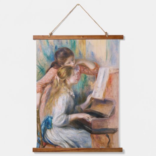 Pierre Auguste Renoir - Junge Mädchen am Piano Wandteppich Mit Holzrahmen (Vorderseite)
