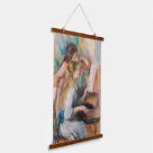 Pierre Auguste Renoir - Junge Mädchen am Piano Wandteppich Mit Holzrahmen (Gewinkelt)