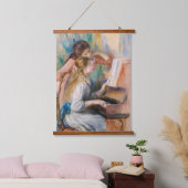Pierre Auguste Renoir - Junge Mädchen am Piano Wandteppich Mit Holzrahmen (Schlafzimmer)