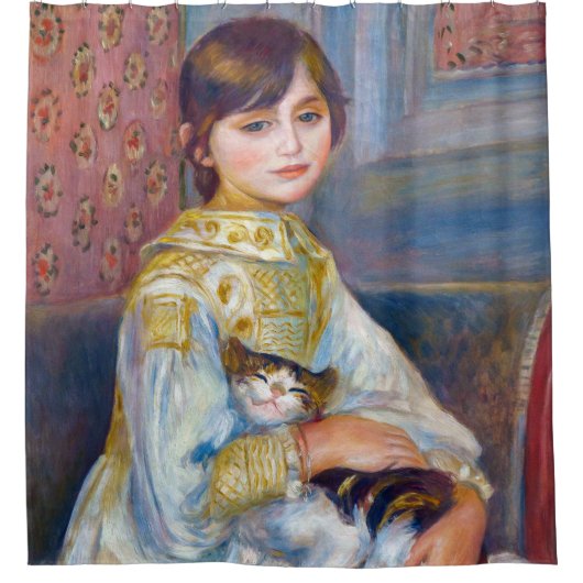 Pierre-Auguste Renoir - Kind mit Katze Duschvorhang (Vorderseite)