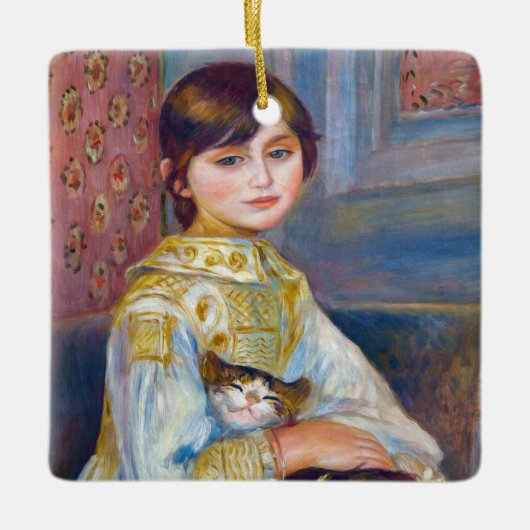 Pierre-Auguste Renoir - Kind mit Katze Keramikornament (Vorderseite)