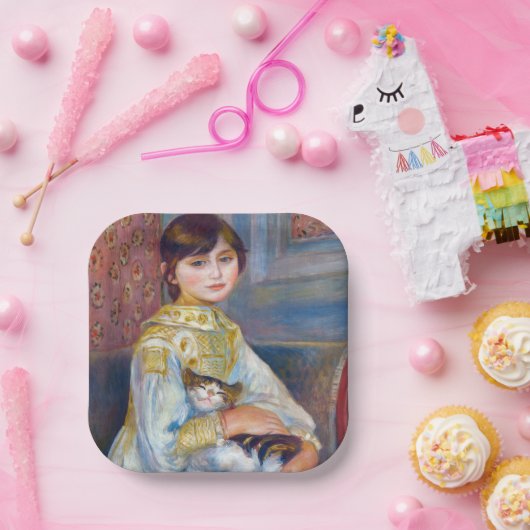 Pierre-Auguste Renoir - Kind mit Katze Pappteller (Party)