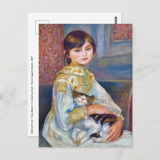 Pierre-Auguste Renoir - Kind mit Katze Postkarte (Vorne/Hinten)