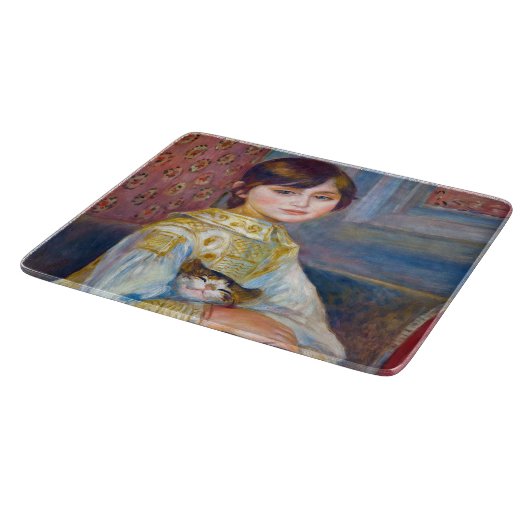 Pierre-Auguste Renoir - Kind mit Katze Schneidebrett (Ecke)