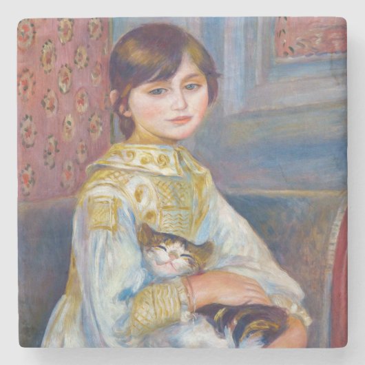 Pierre-Auguste Renoir - Kind mit Katze Steinuntersetzer (Vorderseite)