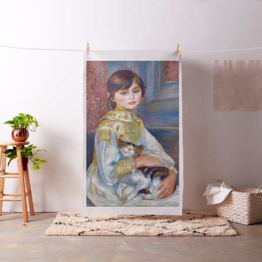 Pierre-Auguste Renoir - Kind mit Katze Stoff (Beispiel)
