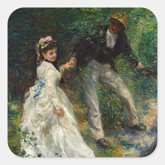 Pierre-Auguste Renoir - La Promenade Quadratischer Aufkleber (Vorderseite)