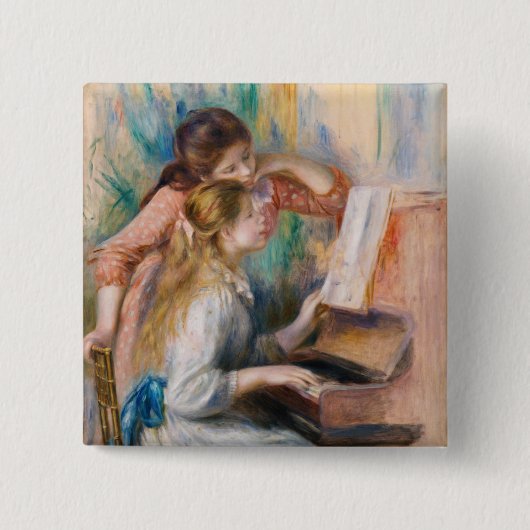 Pierre Auguste Renoir - Mädchen am Klavier Button (Vorderseite)