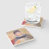 Pierre-Auguste Renoir - Mädchen mit einem Fan Steinuntersetzer (Seitenansicht)