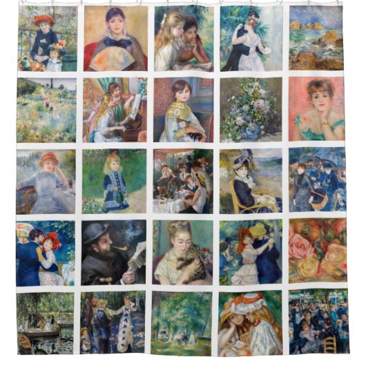 Pierre-Auguste Renoir - Masterpiece Grid Collage Duschvorhang (Vorderseite)