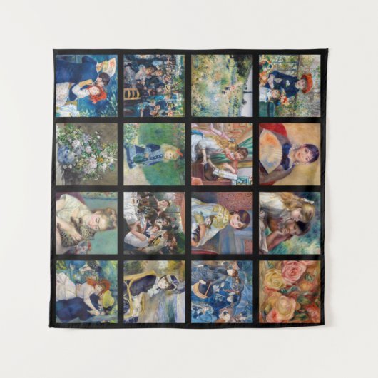 Pierre-Auguste Renoir - Masterpiece Grid Collage Wandteppich (Vorderseite (Horizontal))