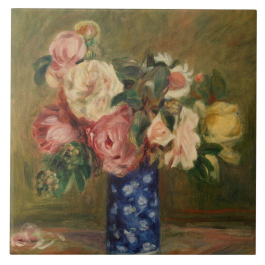 Pierre Auguste Renoir Pink Blue Bouquet von Rose Fliese (Vorderseite)