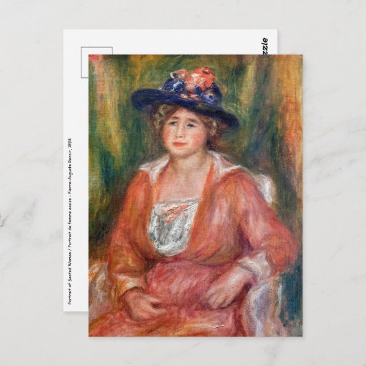 Pierre-Auguste Renoir - Portrait der sitzenden Fra Postkarte (Vorne/Hinten)