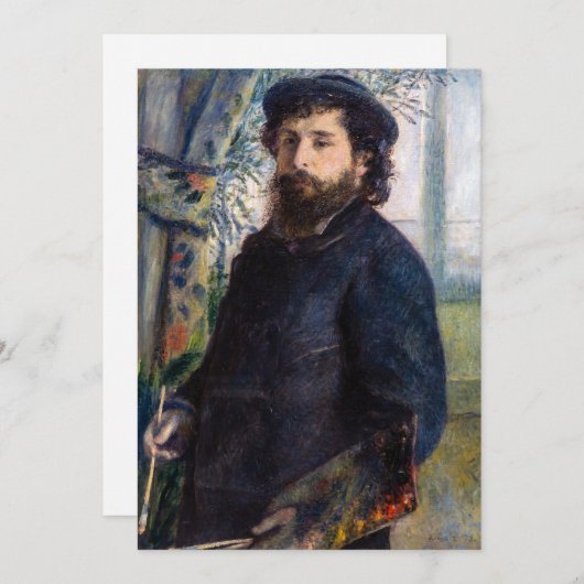 Pierre Auguste Renoir - Portrait von Claude Monet Einladung (Vorne/Hinten)