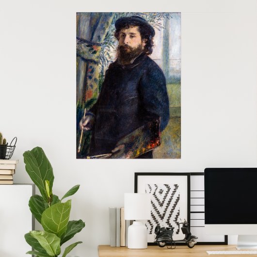 Pierre Auguste Renoir - Portrait von Claude Monet Poster (Heimbüro)