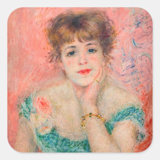Pierre-Auguste Renoir - Schauspielerin Jeanne Sama Quadratischer Aufkleber (Vorderseite)
