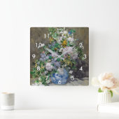 Pierre-Auguste Renoir - Spring Bouquet Quadratische Wanduhr (Zuhause)