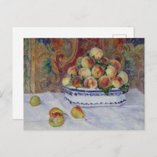 Pierre Auguste Renoir | Stillleben mit Pfirsichen Postkarte (Vorne/Hinten)