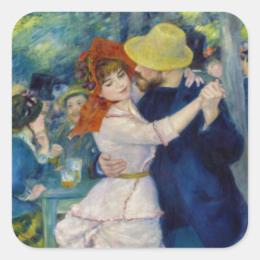 Pierre-Auguste Renoir - Tanz im Bougival Quadratischer Aufkleber (Vorderseite)
