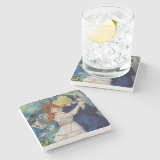 Pierre-Auguste Renoir - Tanz im Bougival Steinuntersetzer (Seitenansicht)