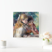 Pierre-Auguste Renoir - The Reading Quadratische Wanduhr (Zuhause)
