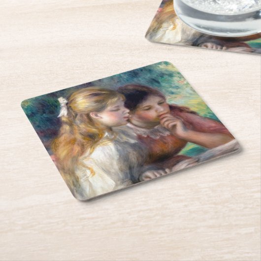 Pierre-Auguste Renoir - The Reading Rechteckiger Pappuntersetzer (angewinkelt)