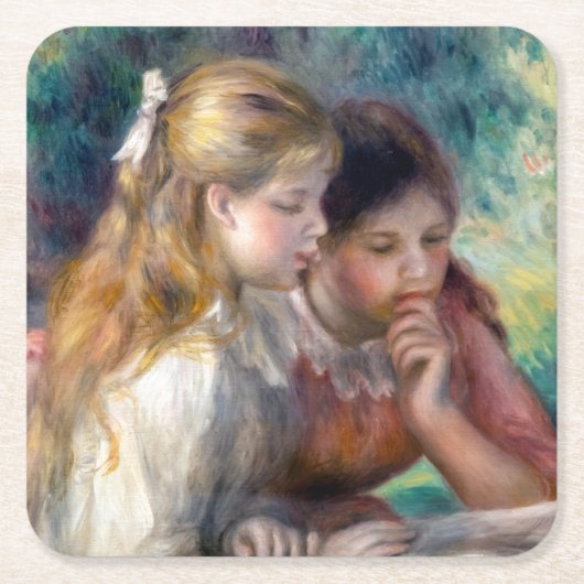 Pierre-Auguste Renoir - The Reading Rechteckiger Pappuntersetzer (Vorderseite)