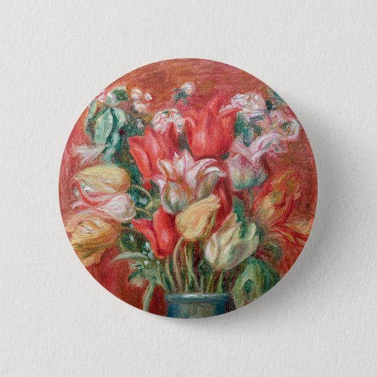 Pierre-Auguste Renoir - Tulpenstrauß Button (Vorderseite)