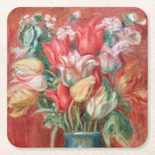 Pierre-Auguste Renoir - Tulpenstrauß Rechteckiger Pappuntersetzer