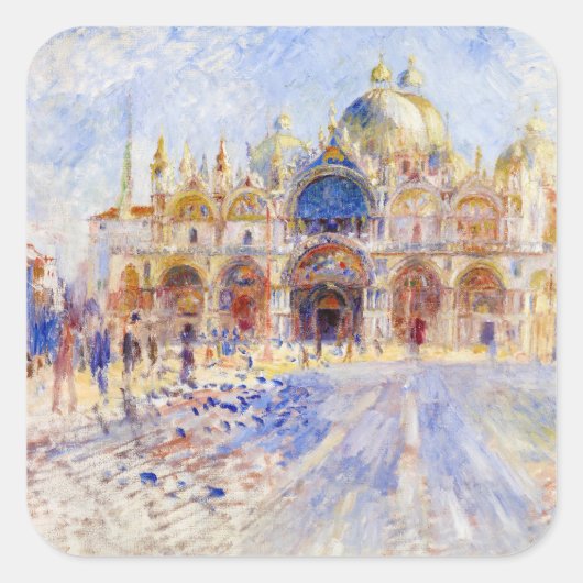 Pierre-Auguste Renoir - Venedig, Piazza San Marco Quadratischer Aufkleber (Vorderseite)