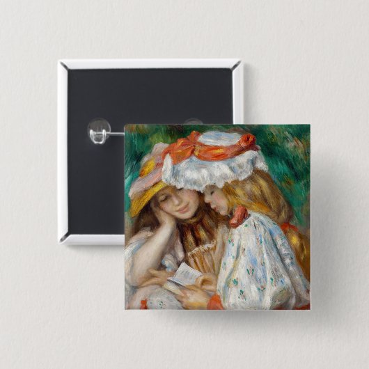 Pierre-Auguste Renoir - Zwei Girls Reading Button (Vorne & Hinten)